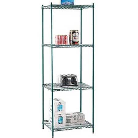 Designed To Furnish Nexel Poly-Z-Brite Wire Shelving - Green - 30 x 24 x 86 in. DE3493628